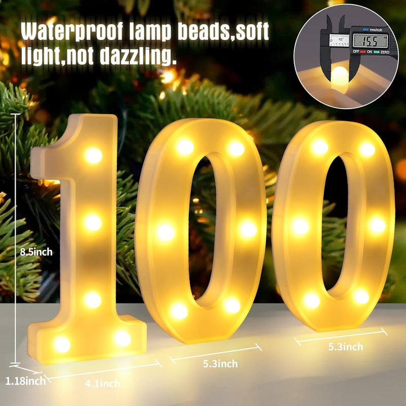 Funsky 100th Birthday Decorations for Women Men,100 Birthday Decorations for Centerpieces Table,100 Light Up Numbers Sign Led for Party Backdrop Wall Decor for Wedding Anniversary Home - Image 2
